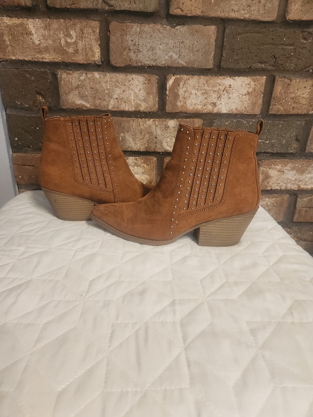 Maurices Brown Suede Studded Ankle Booties